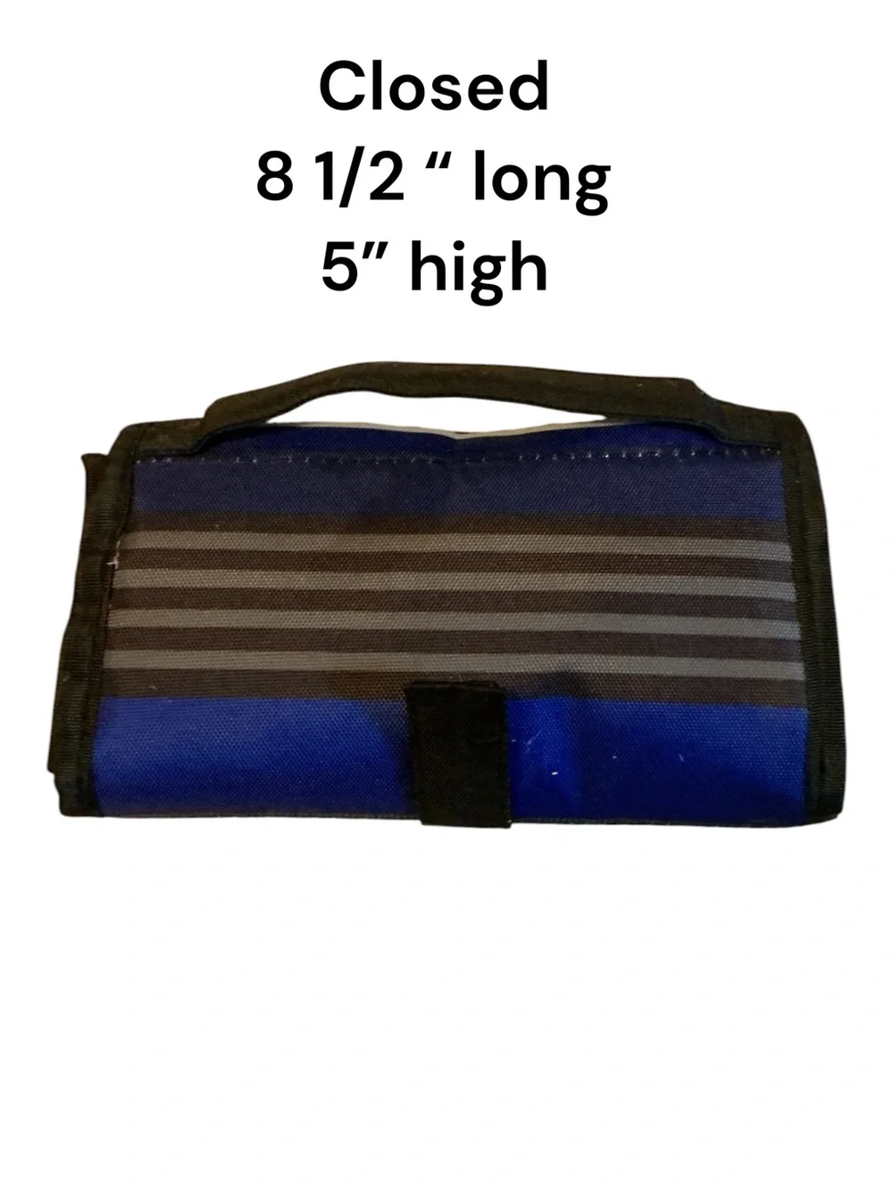 Blue and Black Striped Insulated Lunch Bag
